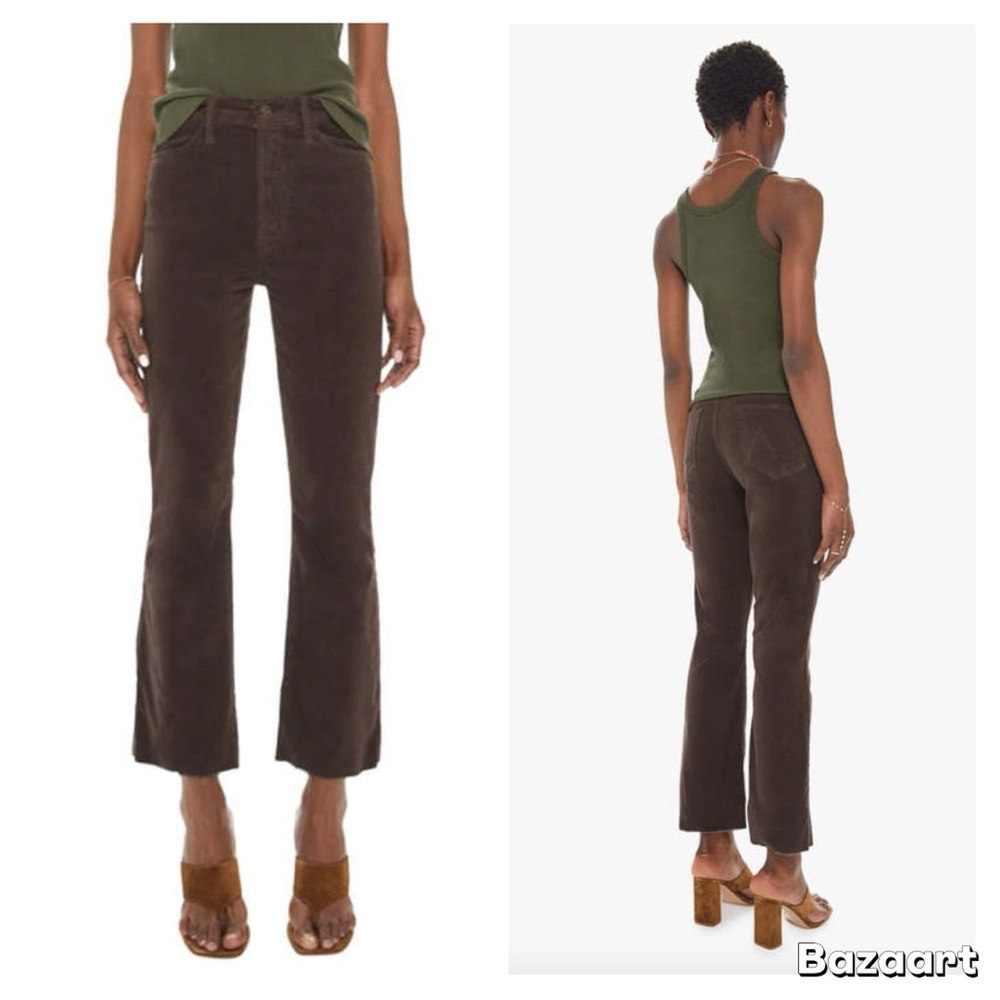 MOTHER Hustler Ankle Fray Corduroy Pants Brown Size 30  NWOT